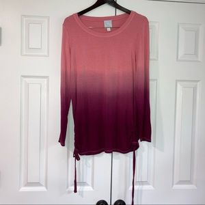 NWT Sunday Ombré Pink to Purple Long Sleeve Medium Lounge Crew Neck Shirt